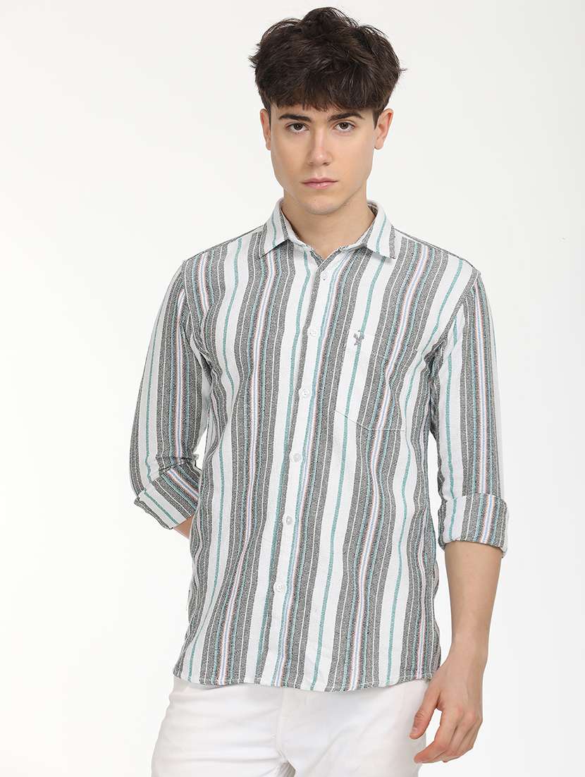 men slim fit striped long sleeve casual shirt - 21636545 -  Standard Image - 2