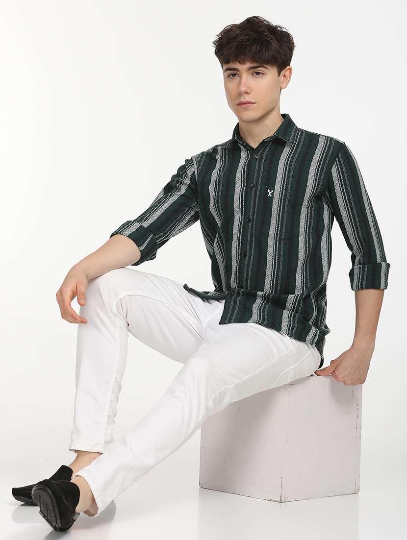 men slim fit striped long sleeve casual shirt - 21636547 -  Standard Image - 2