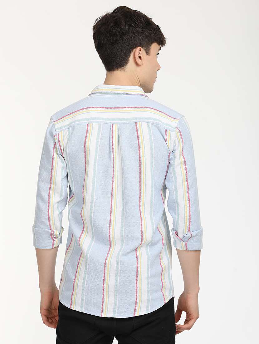 men slim fit striped long sleeve casual shirt - 21636550 -  Standard Image - 2