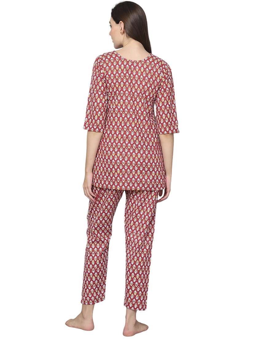 women printed top & trouser co-ord set - 21636601 -  Standard Image - 2