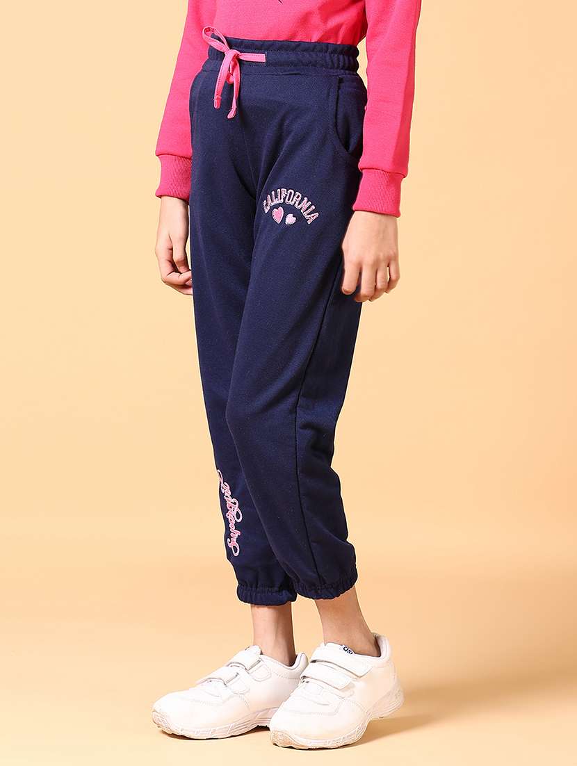 girls navy blue placement print joggers - 21636961 -  Standard Image - 2