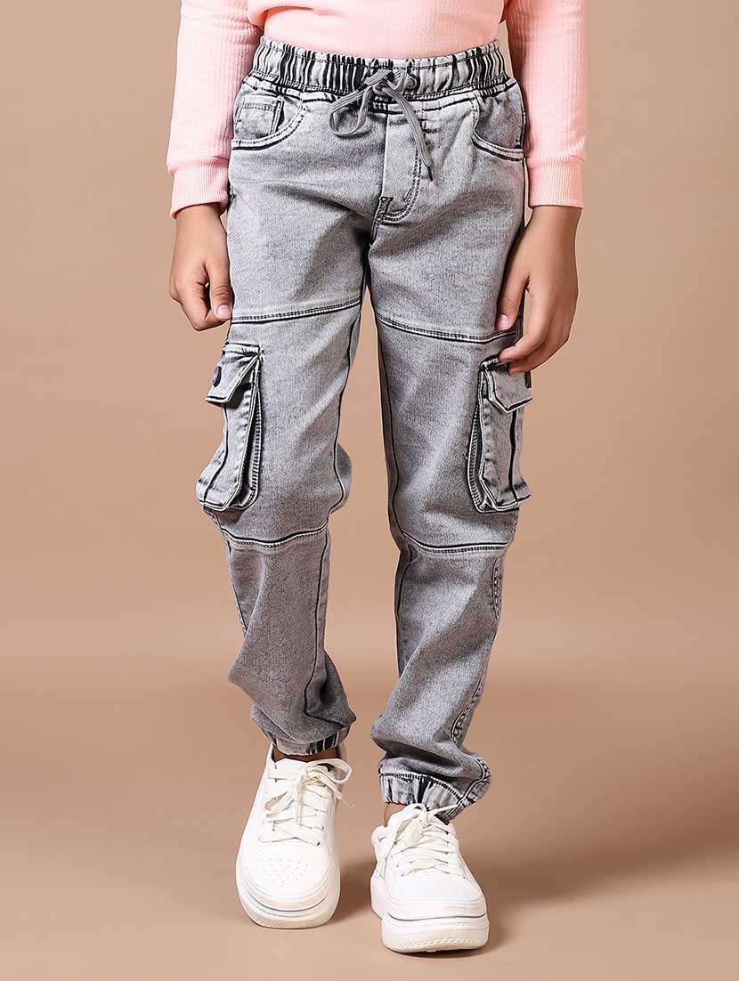 boys solid mid rise cargo 