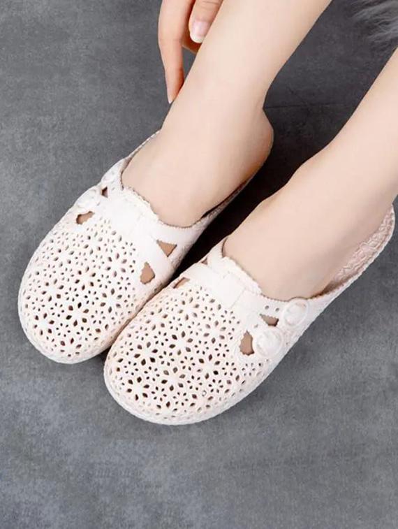 women white cutwork flip flop - 21637767 - Standard Image - 2