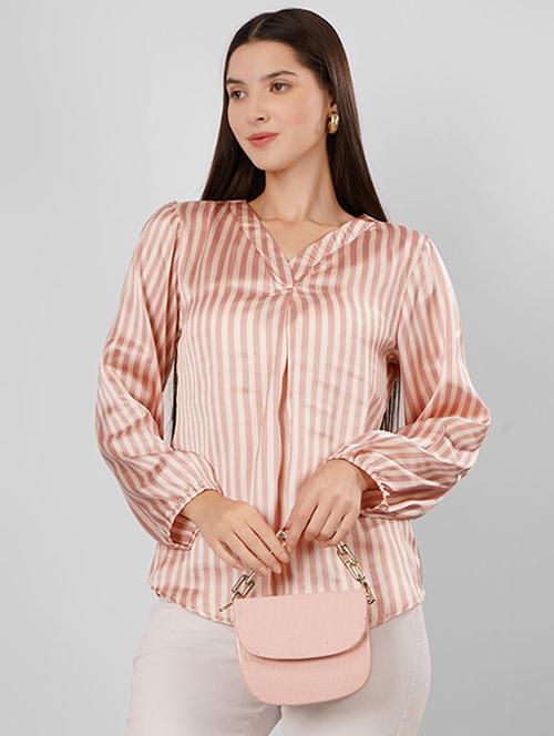 women beige stripes long sleeve top - 21638116 -  Standard Image - 0