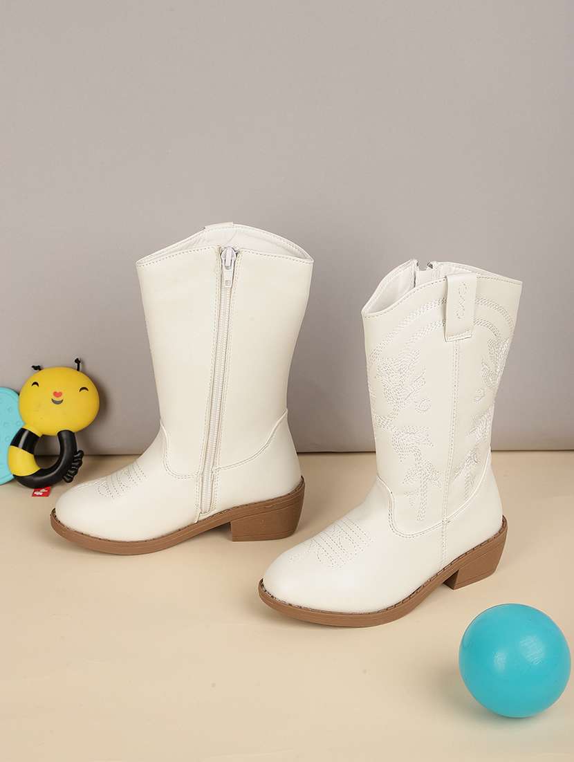 girl white thread work boots
