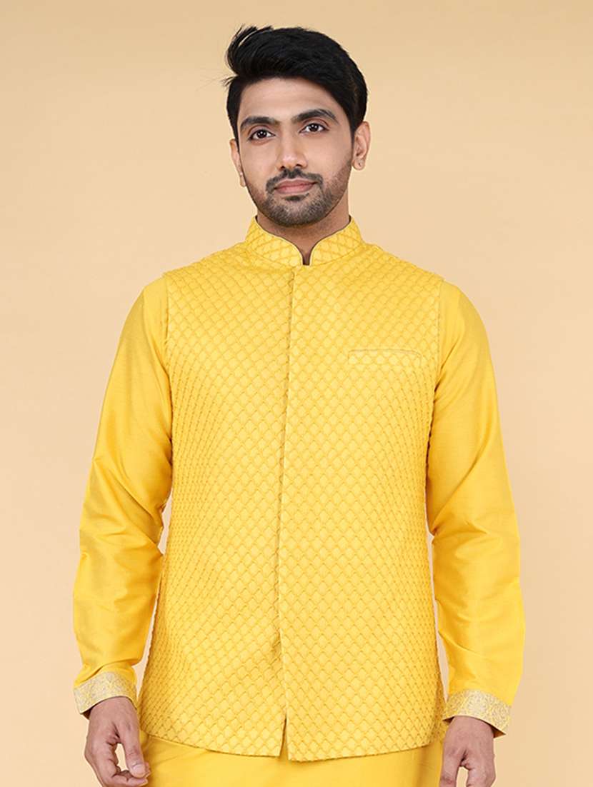 men mandarin neck embroidered nehru jacket - 21638278 - Zoom Image - 0