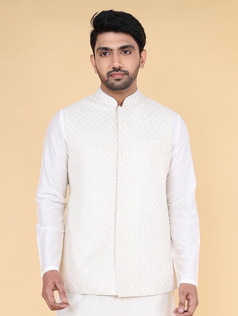 men mandarin neck embroidered nehru jacket - 21638284 -  Zoom Image - 0