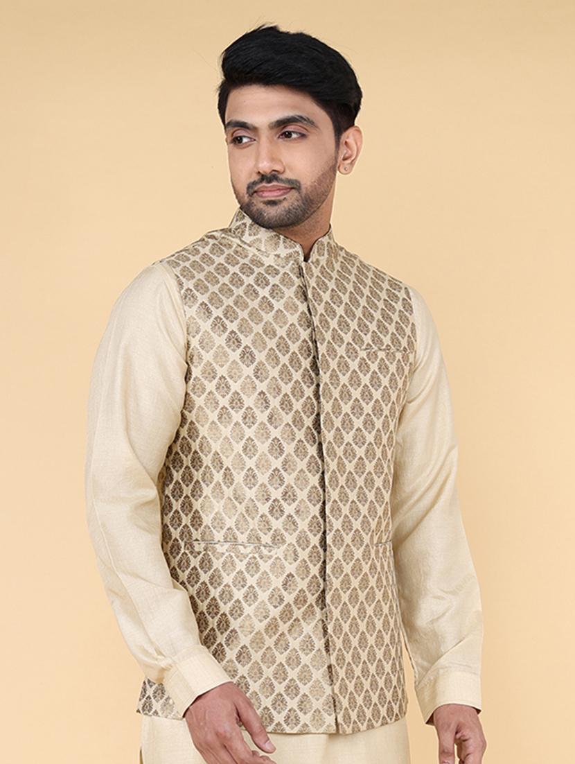 men mandarin neck self design nehru jacket - 21638290 - Standard Image - 2