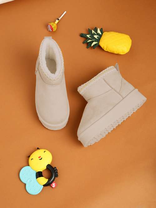 kids beige solid boot