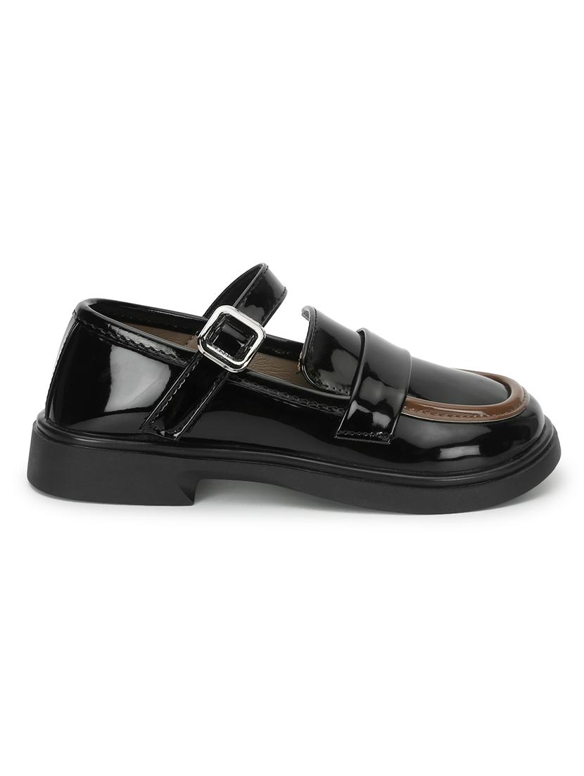 kids black solid leather loafer - 21638313 - Standard Image - 2