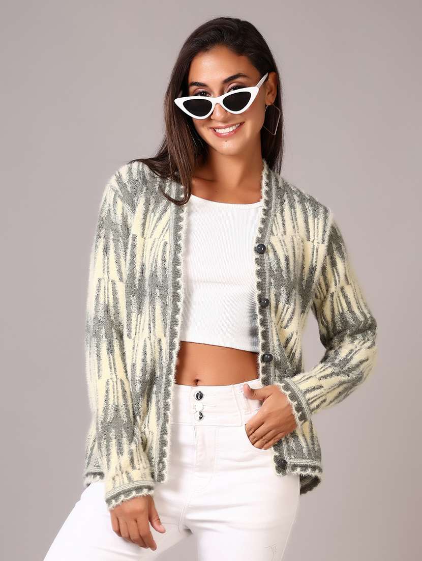 women self designed long sleeve cardigan - 21638387 -  Standard Image - 2
