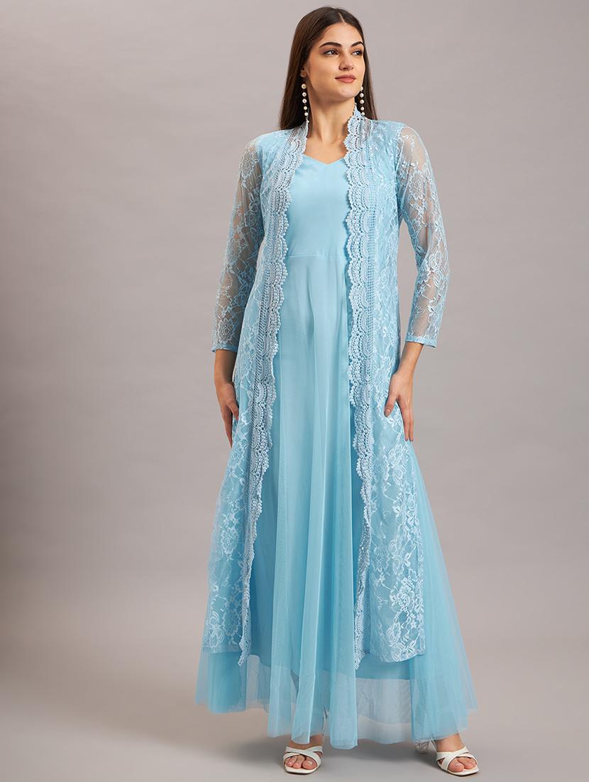 women solid ethnic dress with jacket - 21638514 - Standard Image - 2