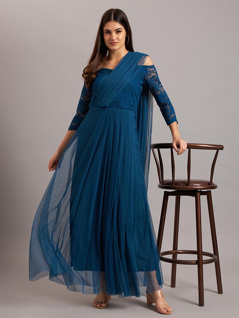 women self design net fit & flare dress - 21638517 -  Zoom Image - 0