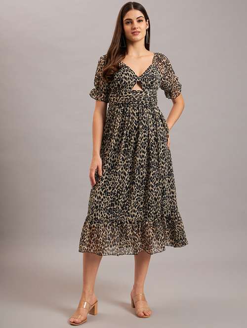 women animal printed tiered dress - 21638530 -  Standard Image - 0