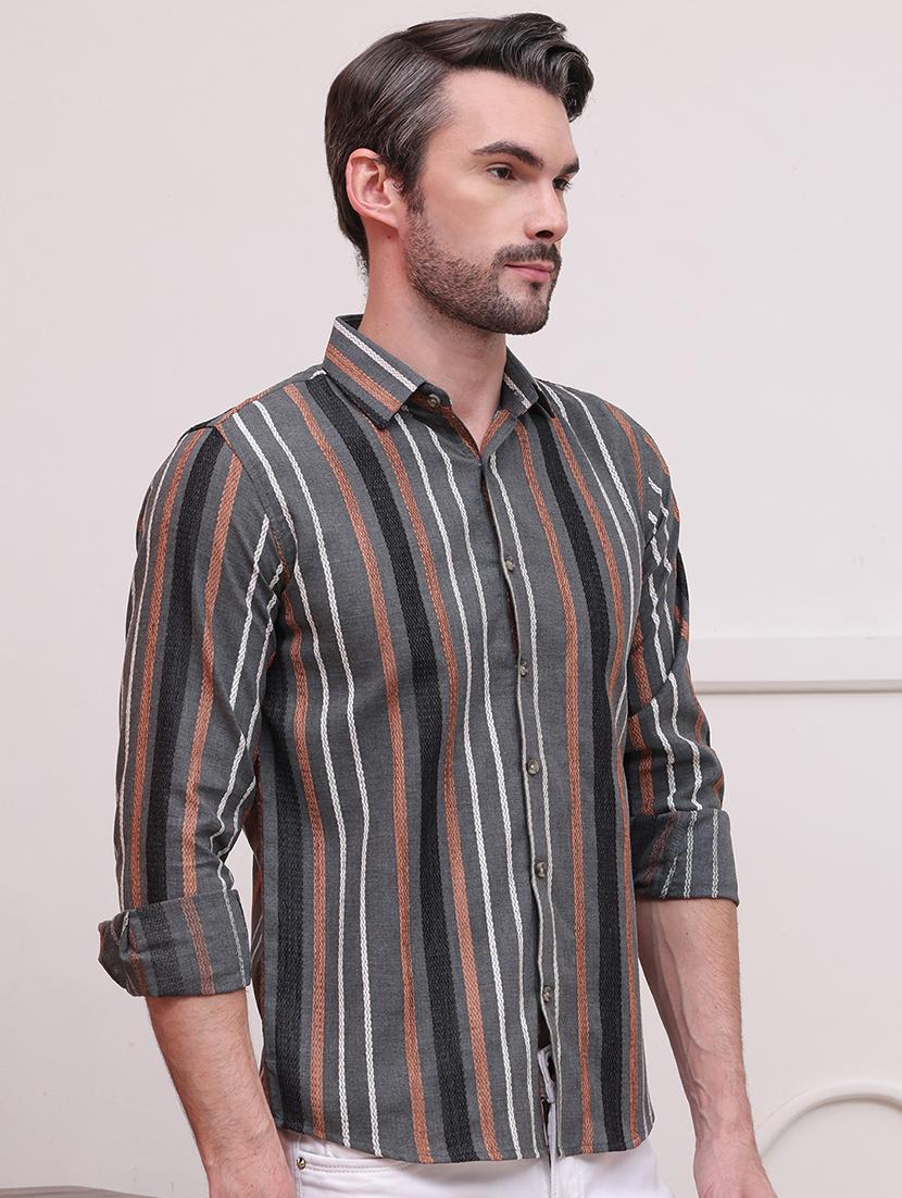 men regular fit striped casual shirt - 21638577 - Standard Image - 2