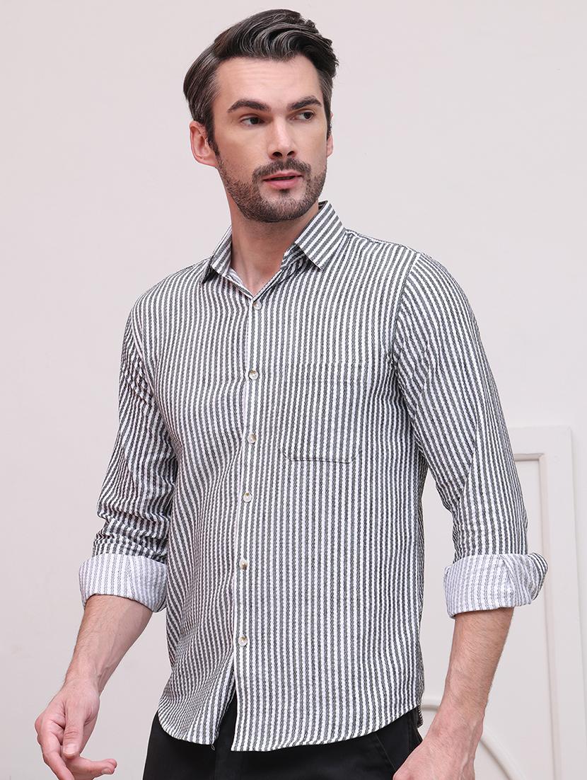 men regular fit striped casual shirt - 21638578 - Standard Image - 2
