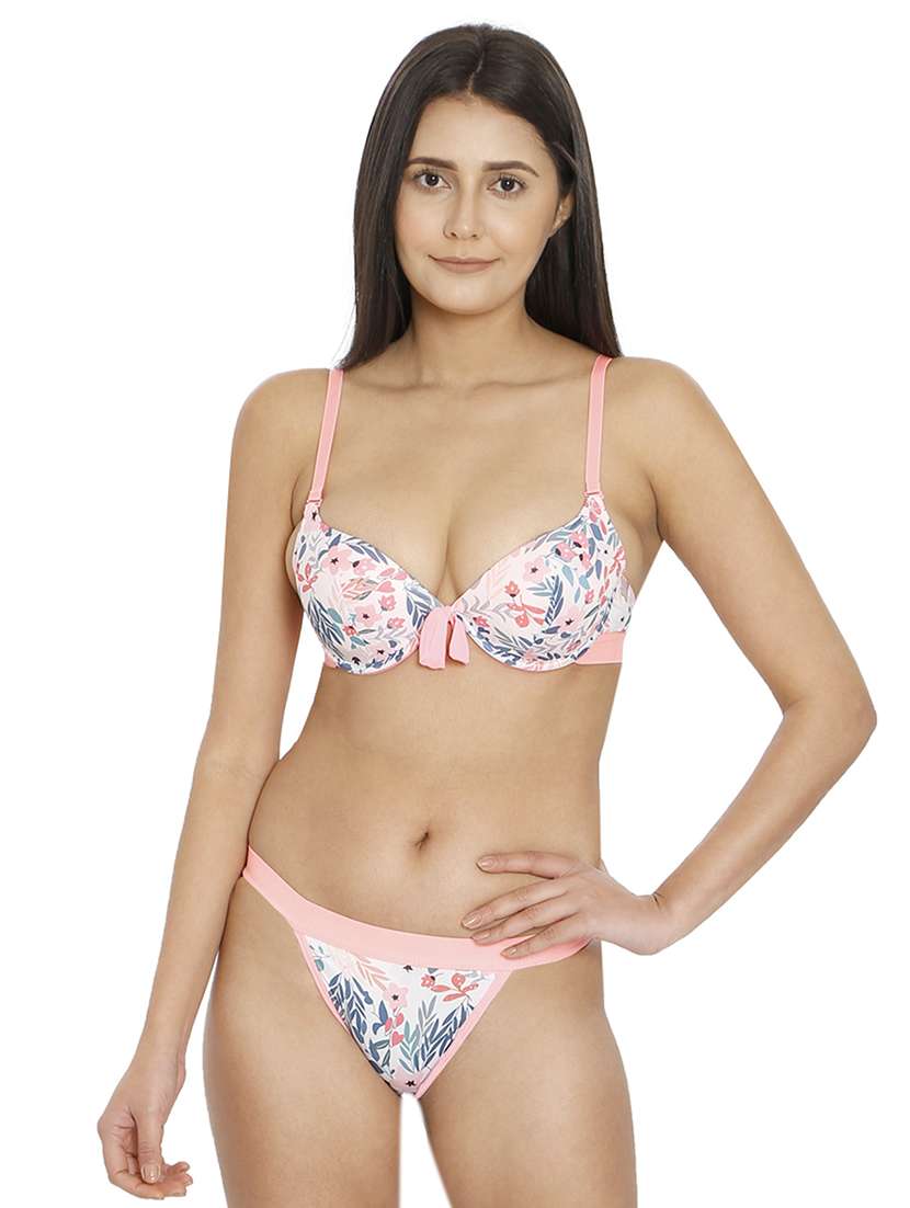 pink nylon bras and panty set