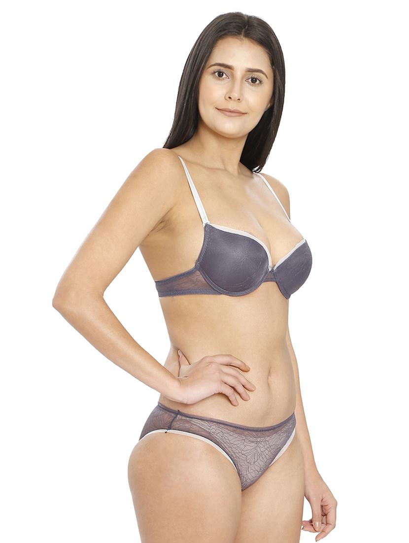 grey nylon bras and panty set - 21638634 - Standard Image - 2