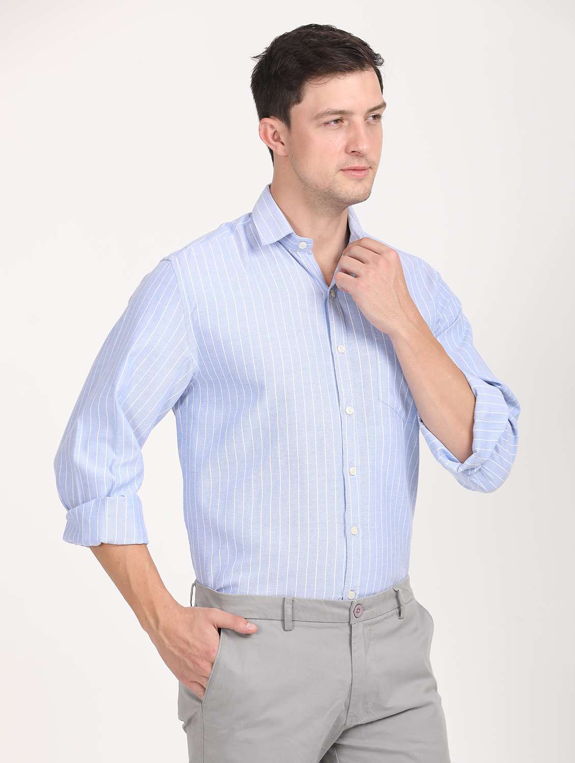 men striped regular fit long sleeve formal shirt - 21638643 - Standard Image - 2