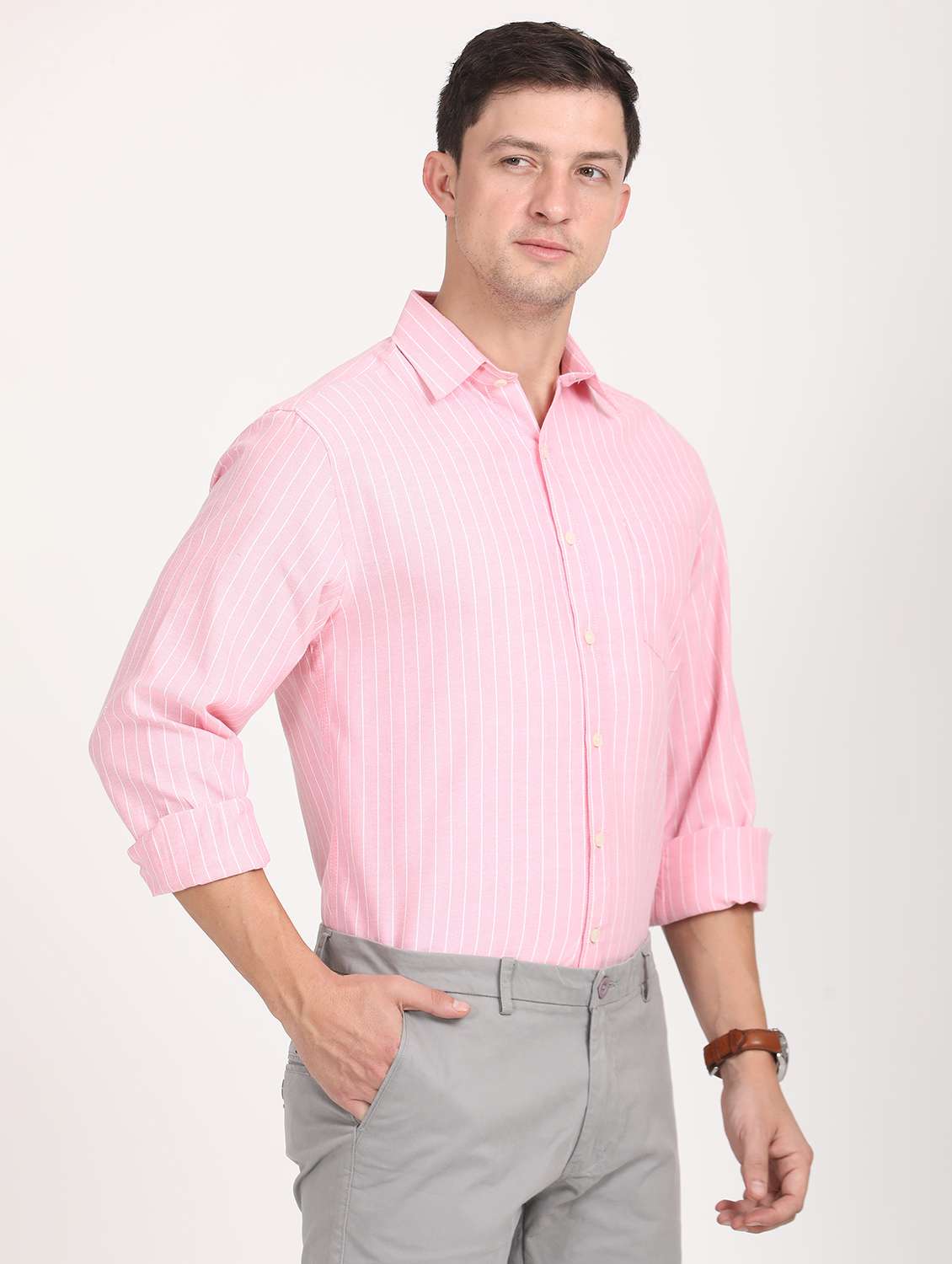 men striped regular fit long sleeve formal shirt - 21638644 -  Standard Image - 2