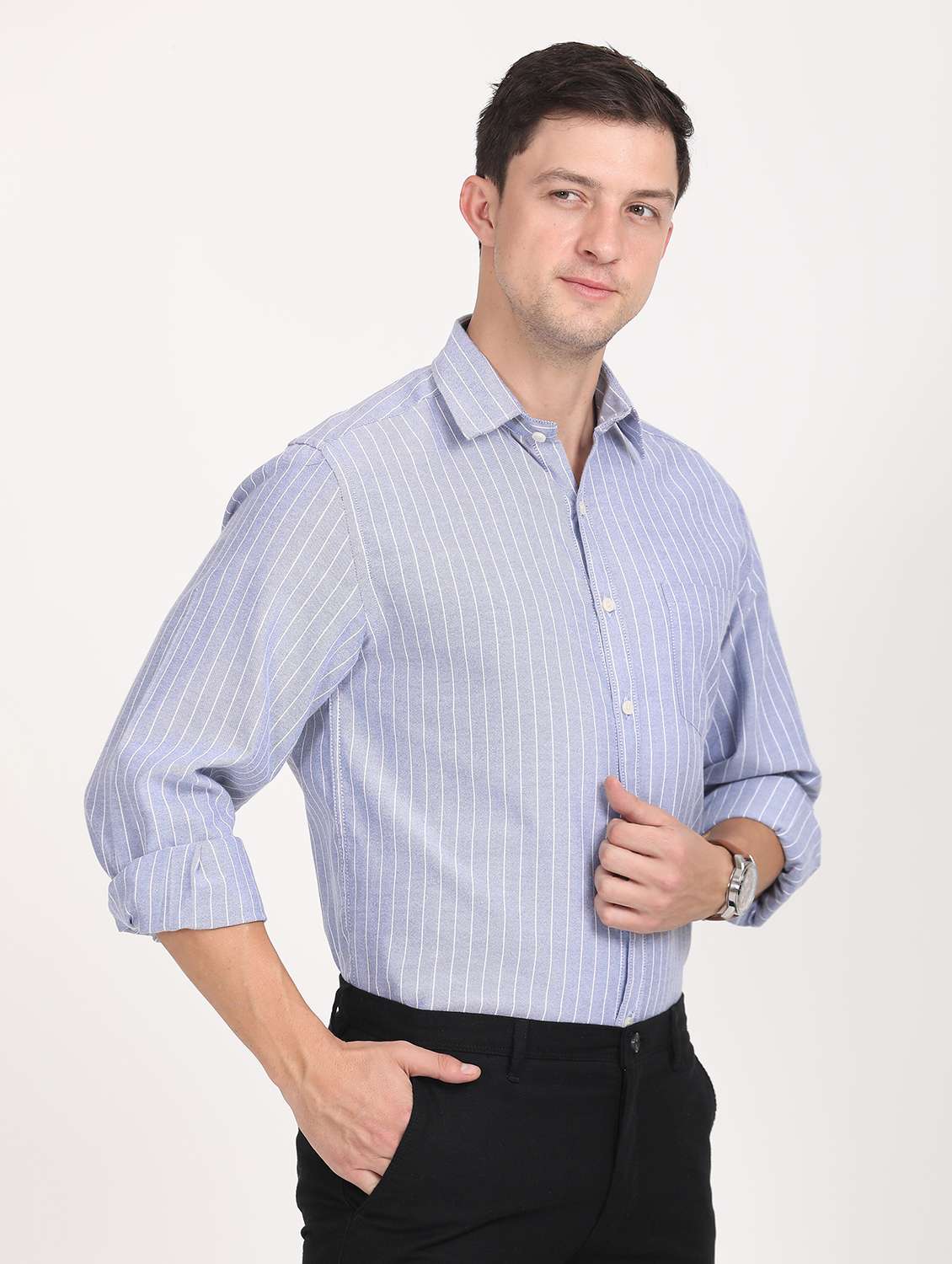 men striped regular fit long sleeve formal shirt - 21638648 -  Standard Image - 2