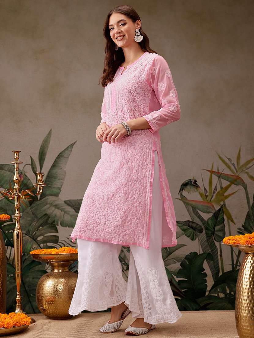 women three three quarter sleeve kurta palazzo set - 21638663 - Standard Image - 2