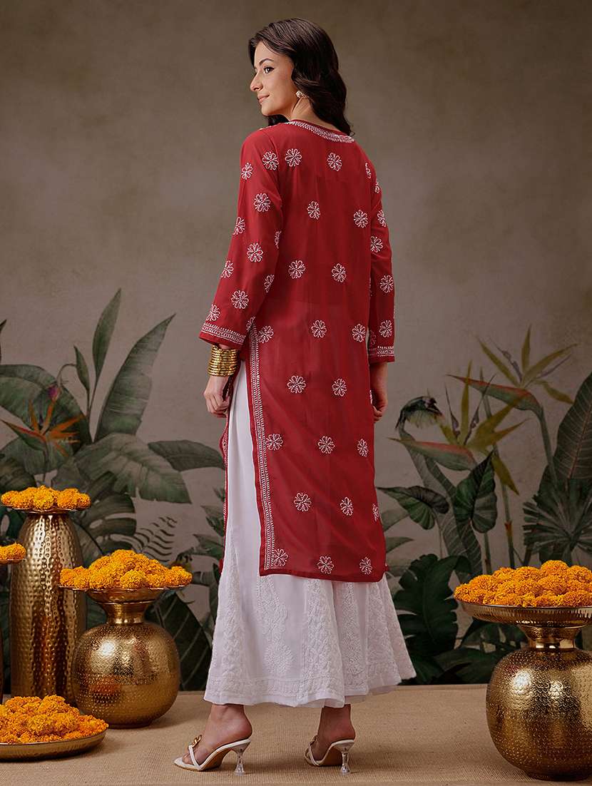 women three three quarter sleeve kurta palazzo set - 21638664 - Standard Image - 2