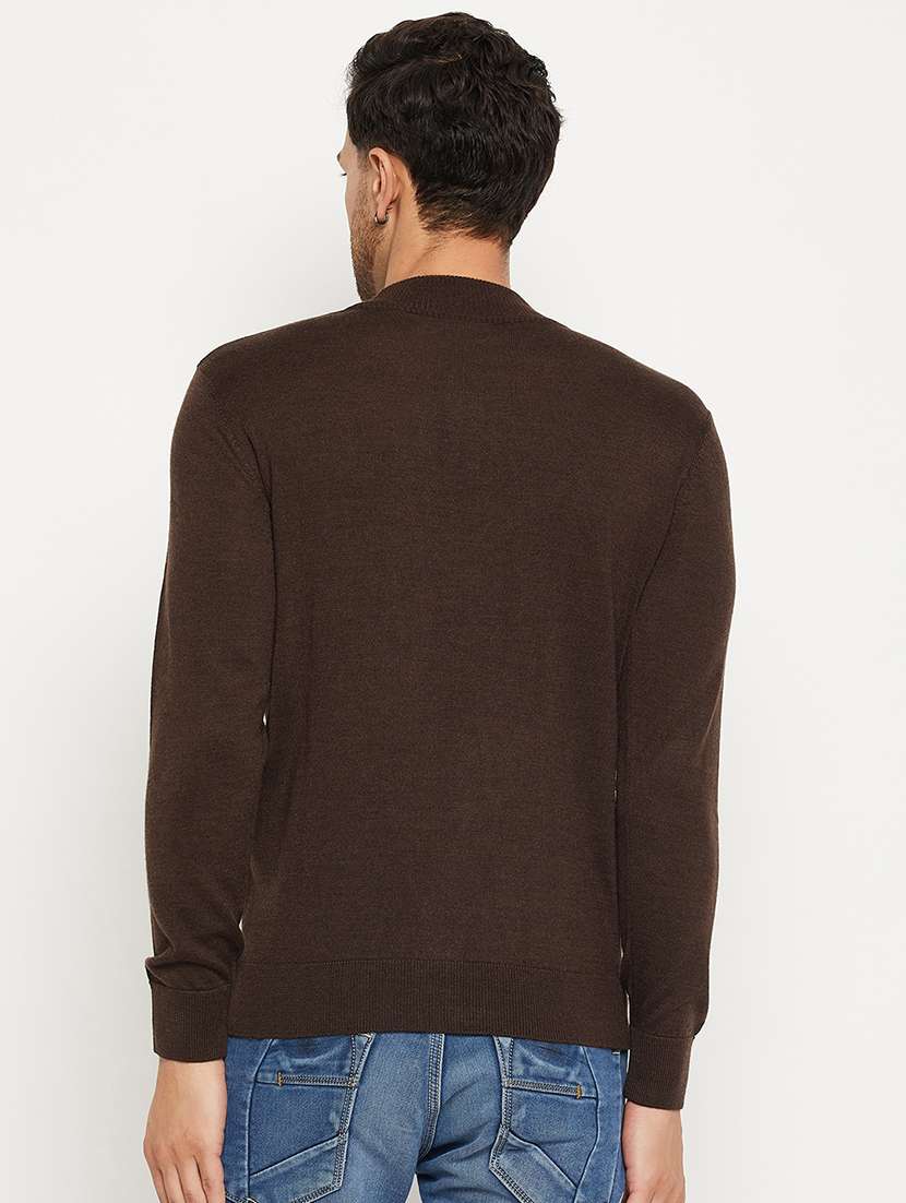 men slim fit solid long sleeve woolen pullover - 21638700 - Standard Image - 2
