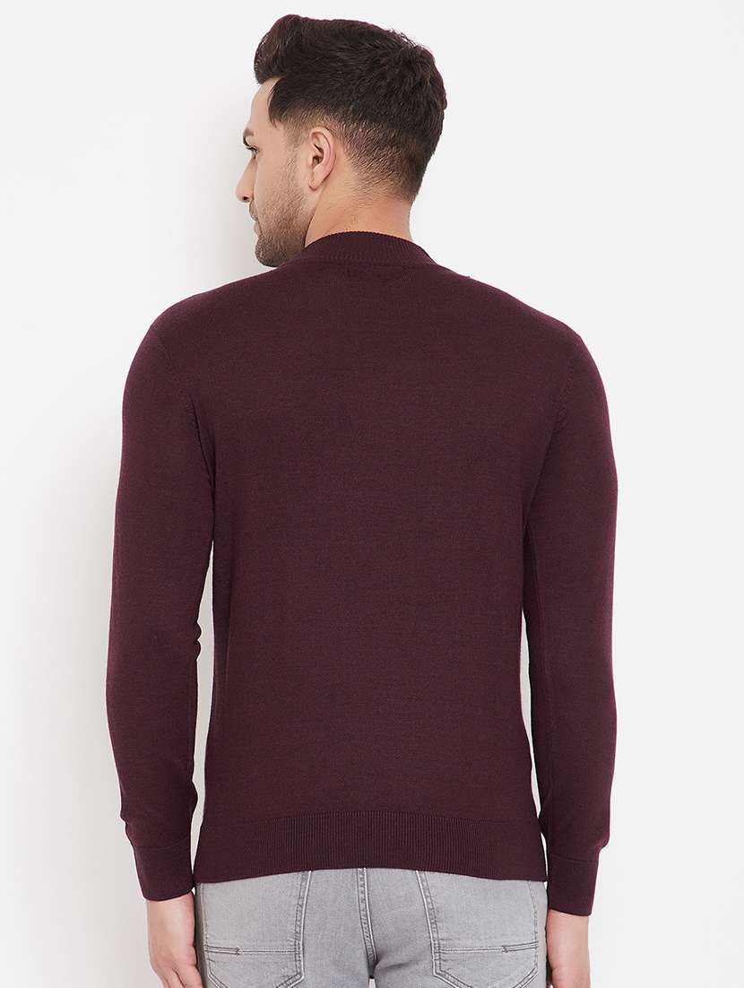 men slim fit solid long sleeve woolen pullover - 21638709 -  Standard Image - 2