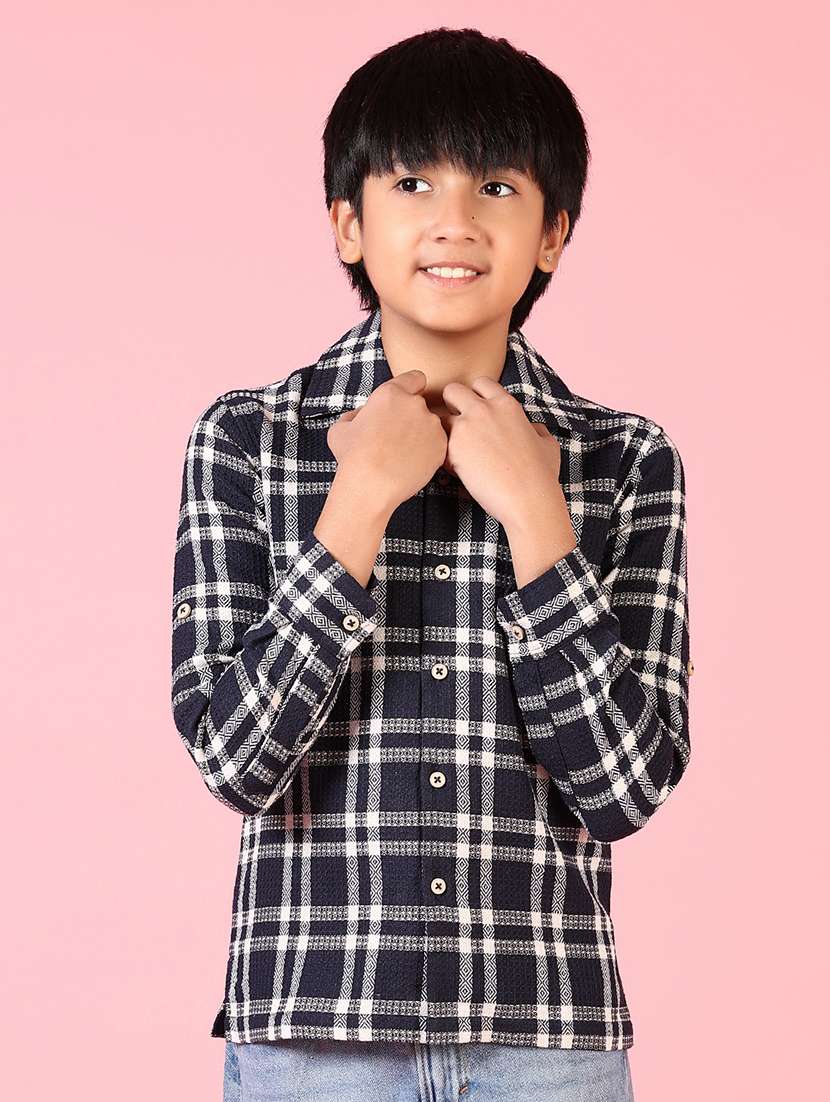 boys long sleeves checkered shirt