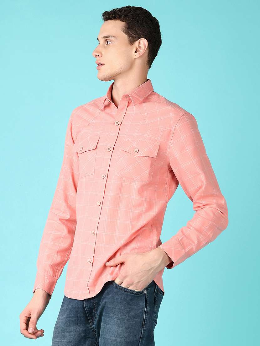 men long sleeves checkered casual shirt - 21638800 -  Standard Image - 2