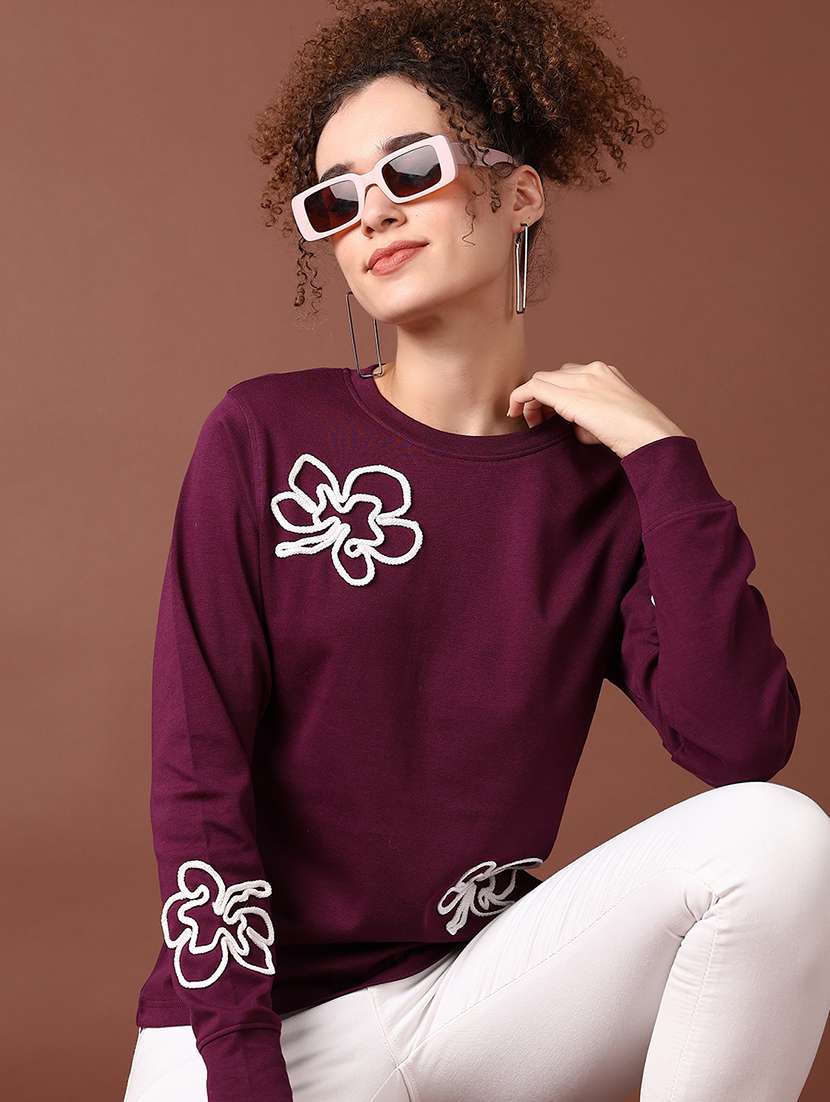 women long sleeves embroidered sweatshirt - 21638810 -  Standard Image - 2