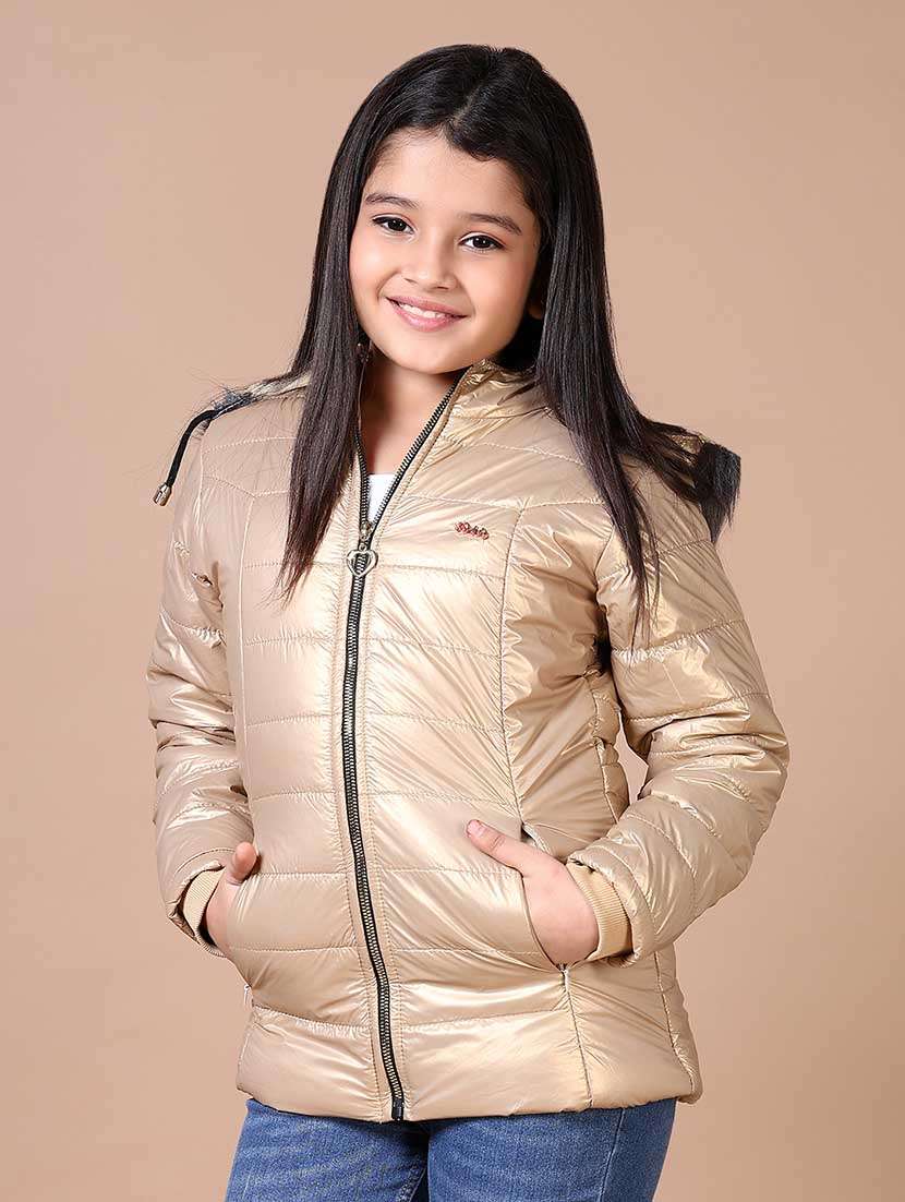 girls solid long sleeve quilted jacket - 21638839 -  Standard Image - 2