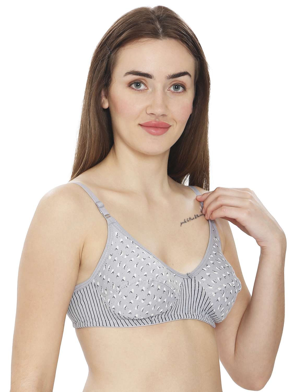 women grey cotton blend regular bra - 21638868 -  Standard Image - 2