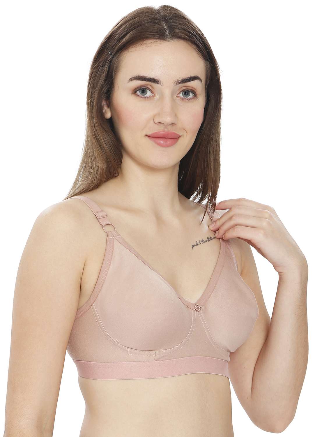 women beige cotton blend regular bra - 21638877 -  Standard Image - 2