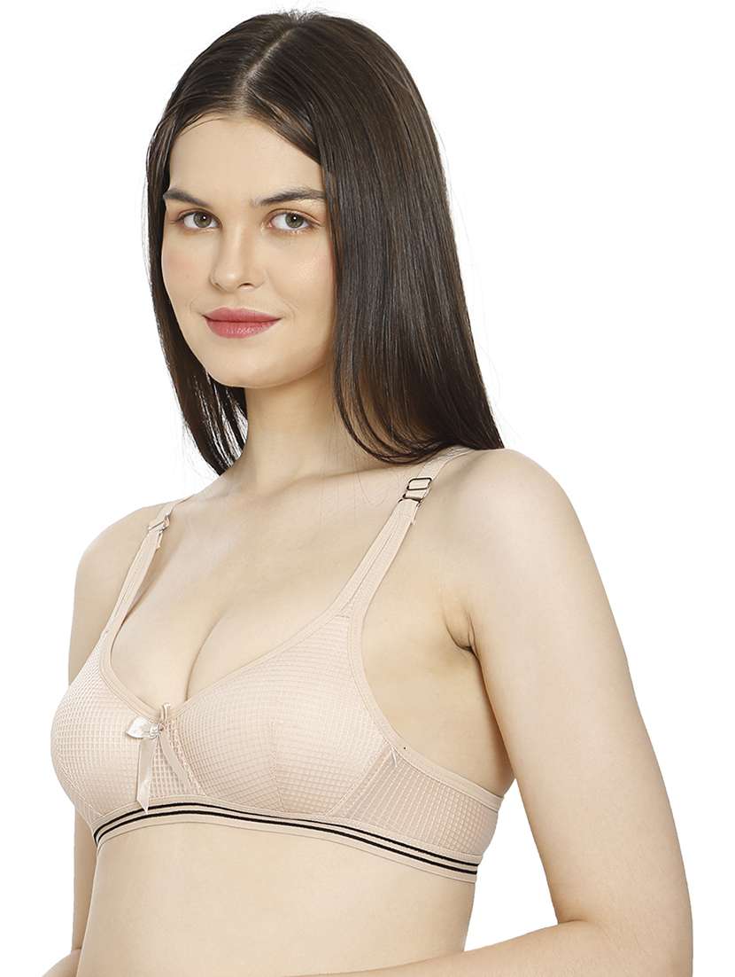women beige checks t-shirt bra - 21638888 -  Standard Image - 2