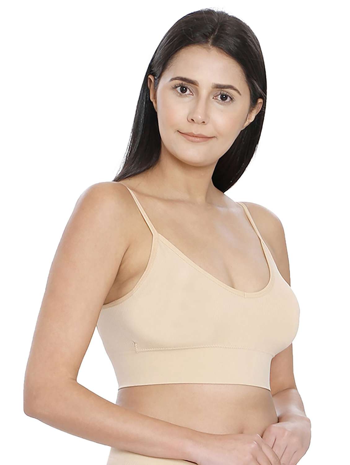 women beige polyamide sports bra - 21638905 -  Standard Image - 2