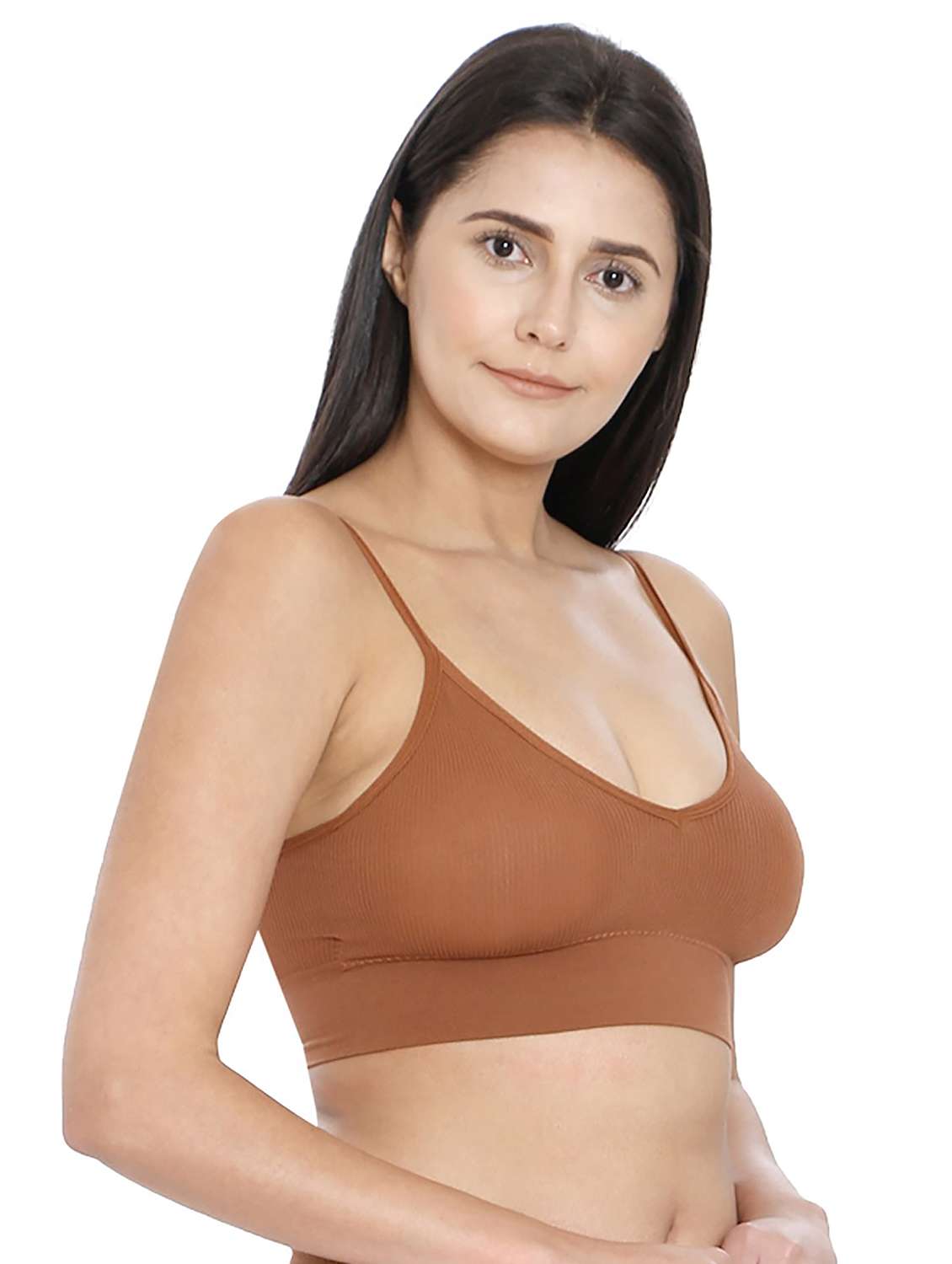 women brown polyamide sports bra - 21638915 -  Standard Image - 2