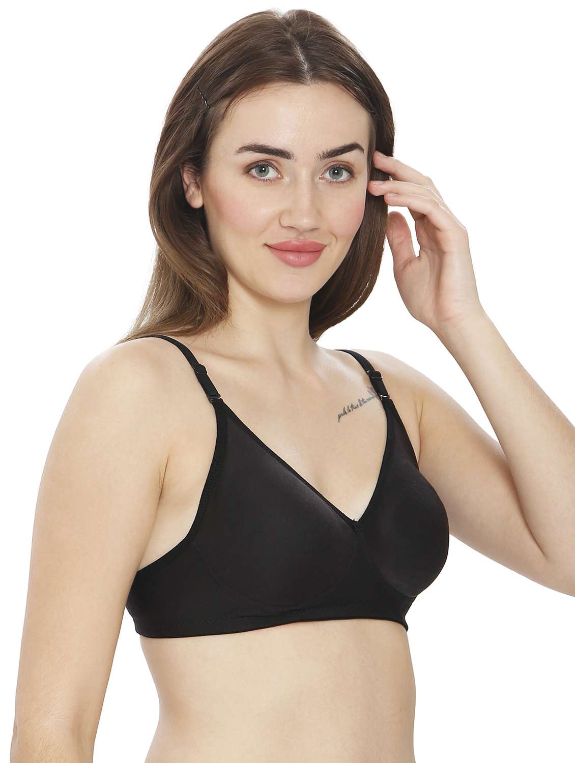 women black cotton blend t-shirt bra - 21638922 -  Standard Image - 2