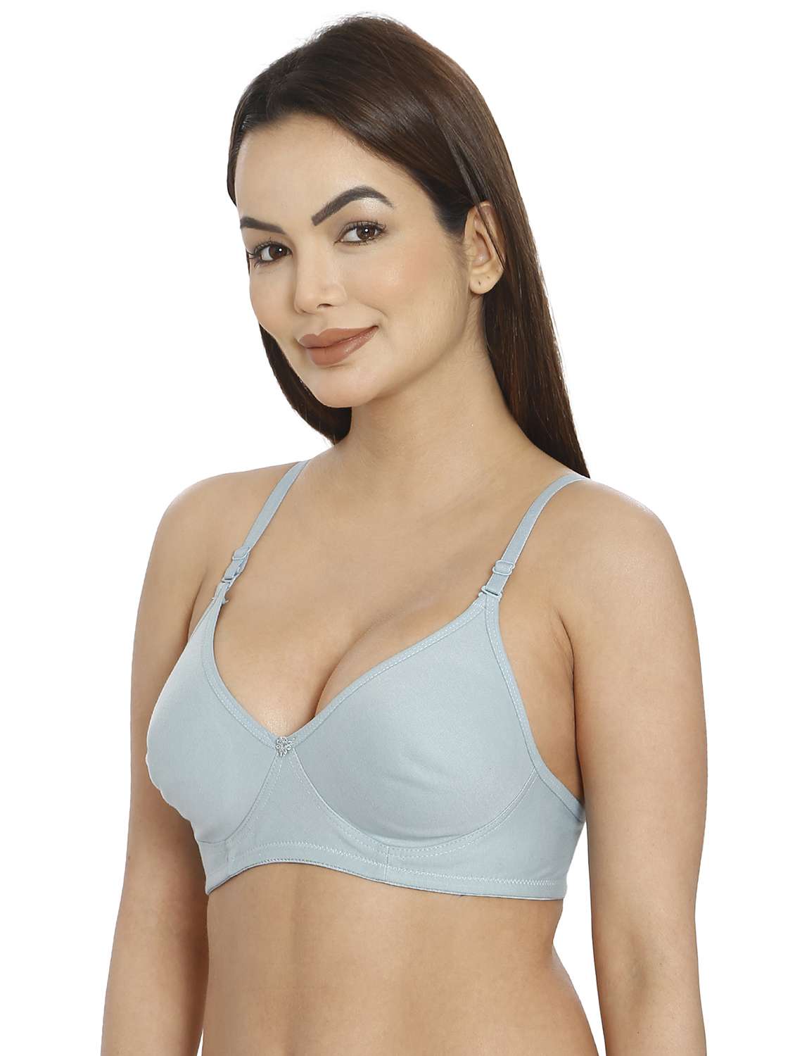 women blue cotton blend t-shirt bra - 21638923 -  Standard Image - 2
