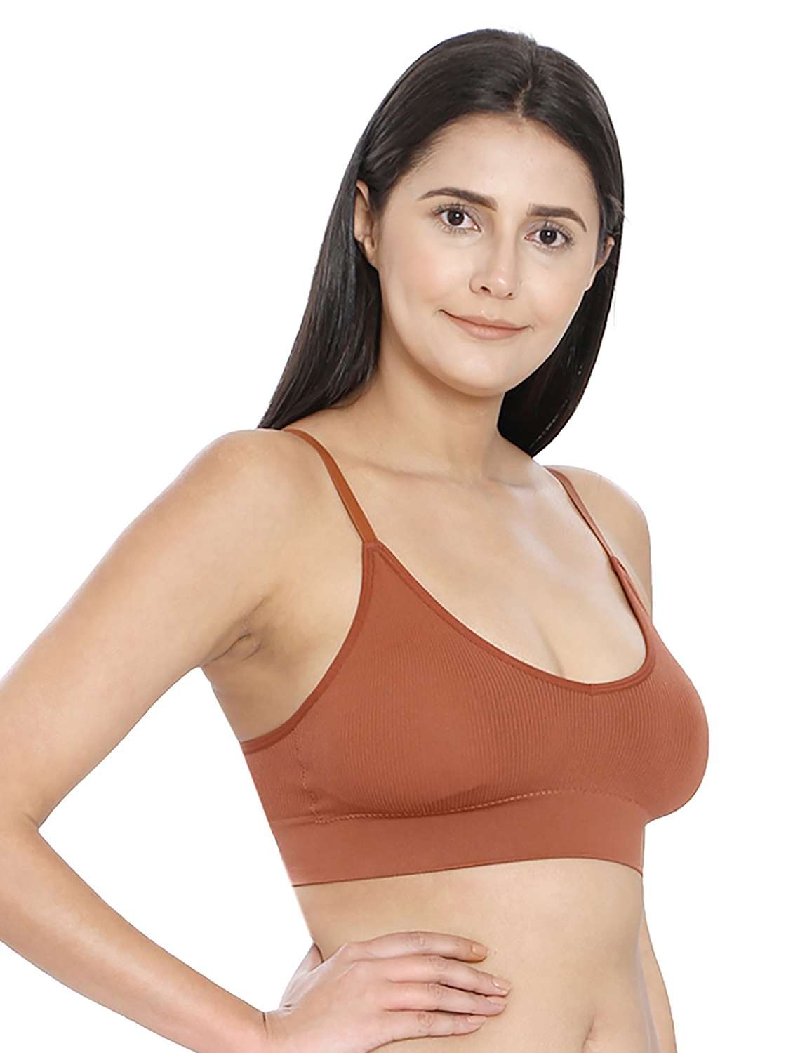 women brown polyamide sports bra - 21638933 -  Standard Image - 2