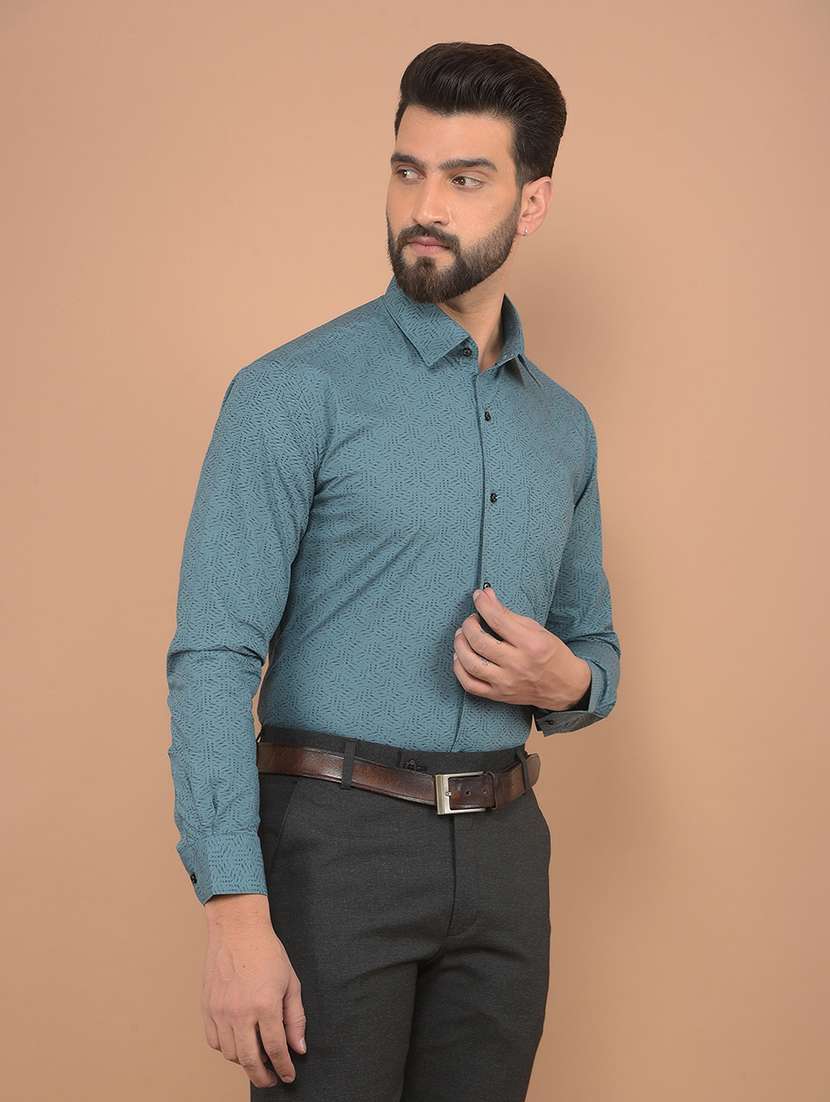 men slim fit printed long sleeve formal shirt - 21639038 -  Standard Image - 2