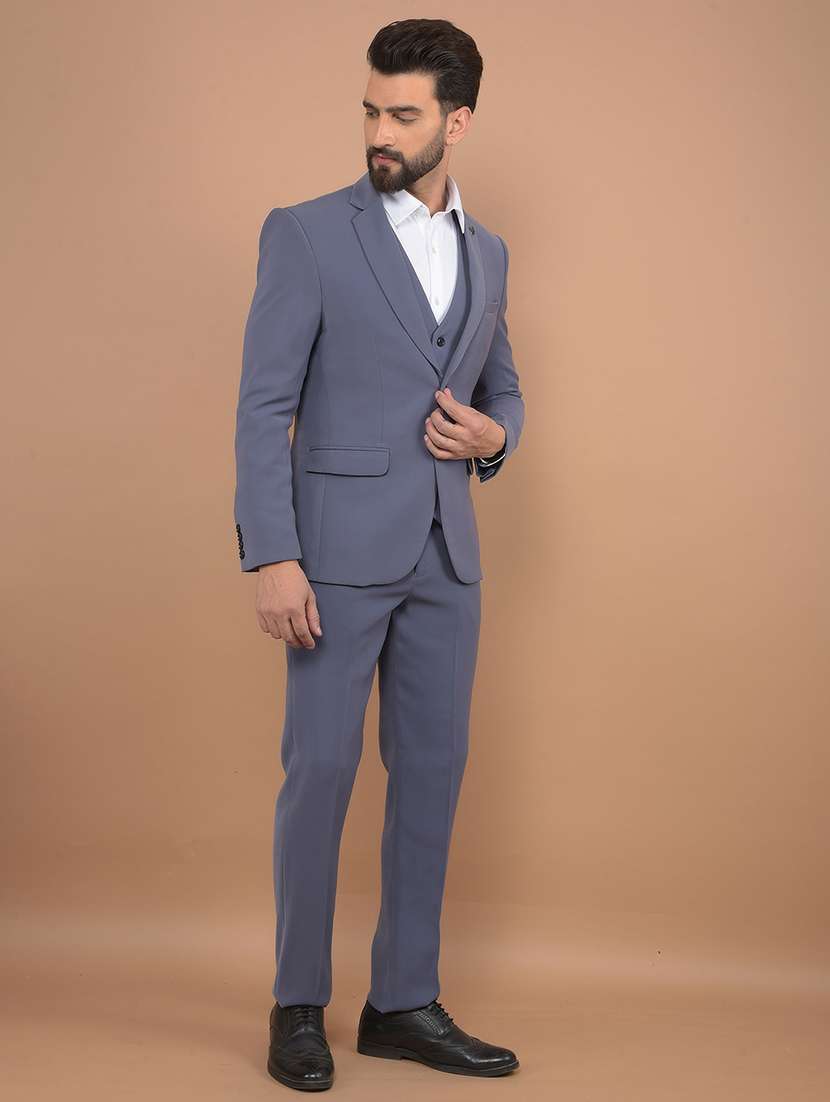 men solid 3-piece formal suit - 21639049 -  Standard Image - 2