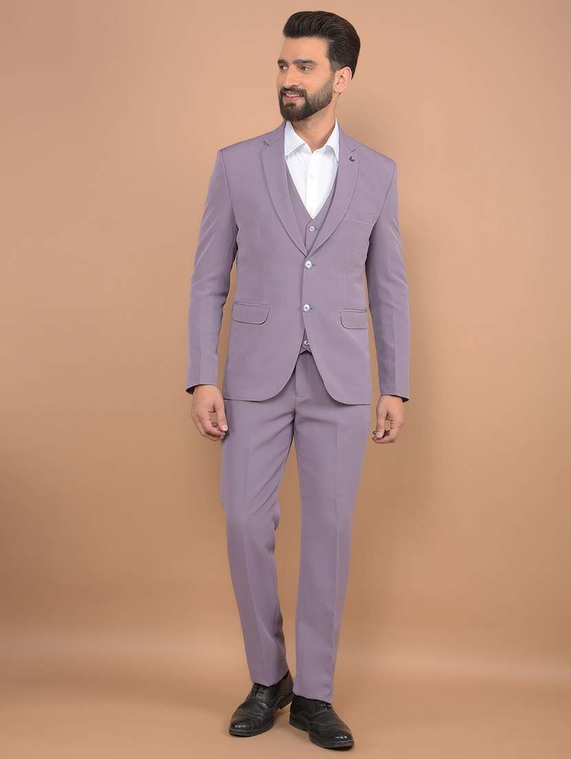 men solid 3-piece formal suit