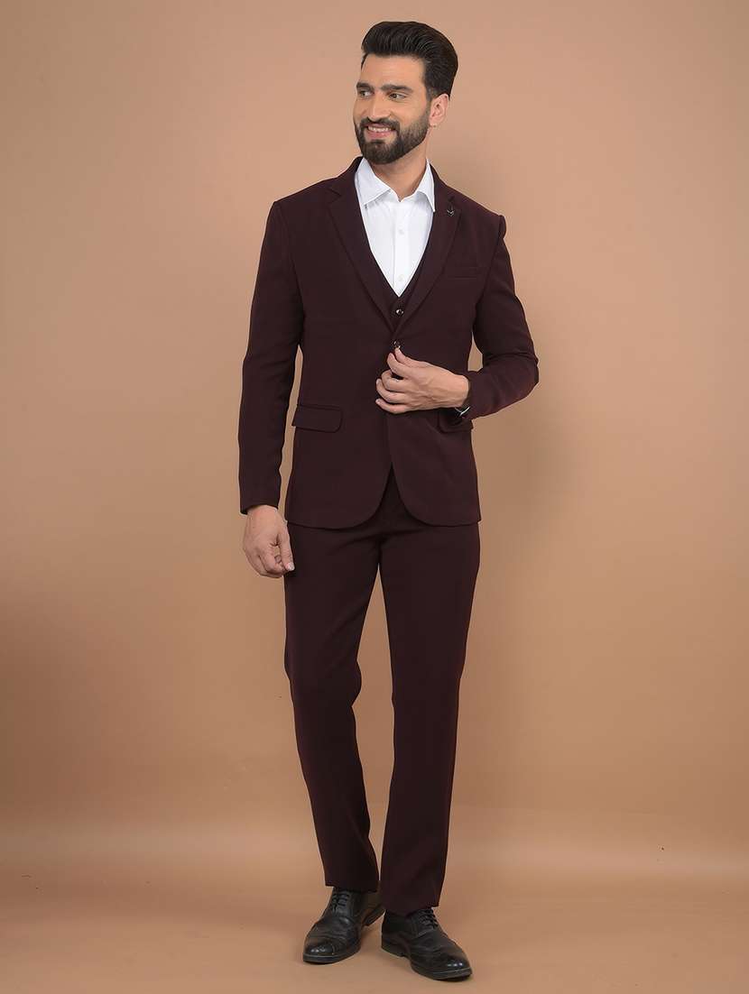 men solid 3-piece formal suit - 21639055 -  Zoom Image - 0