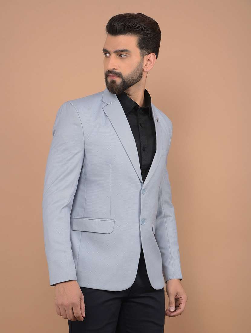 men grey single breasted casual blazer - 21639065 - Standard Image - 2