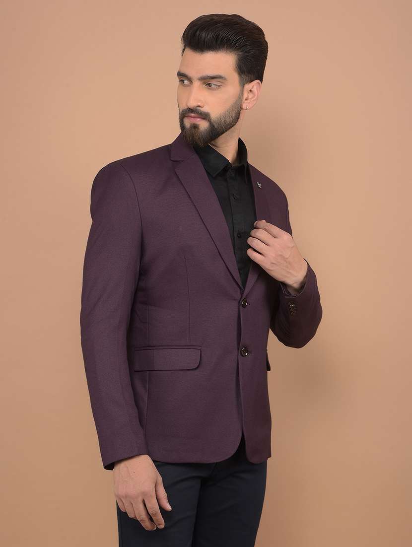 men maroon single breasted casual blazer - 21639066 - Standard Image - 2
