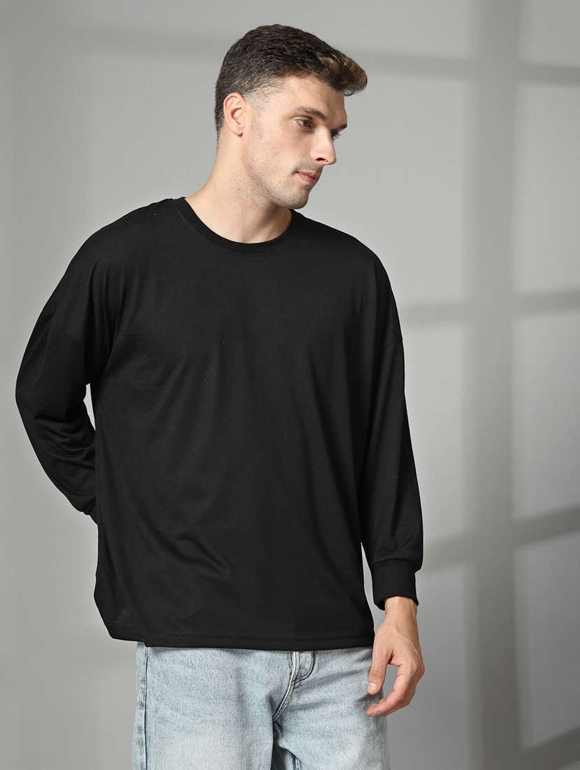 men plain long sleeve oversized t-shirt - 21639082 -  Standard Image - 2