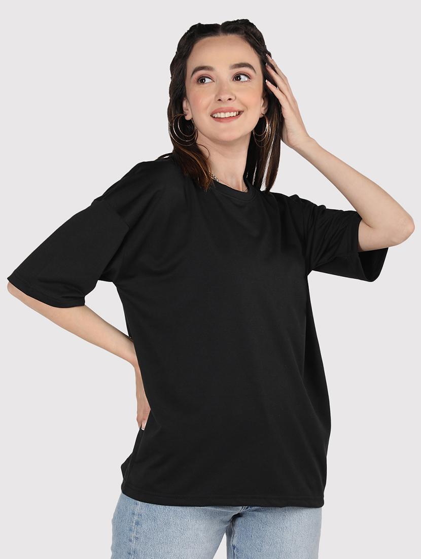 women plain short sleeves oversized t-shirt - 21639095 - Standard Image - 2