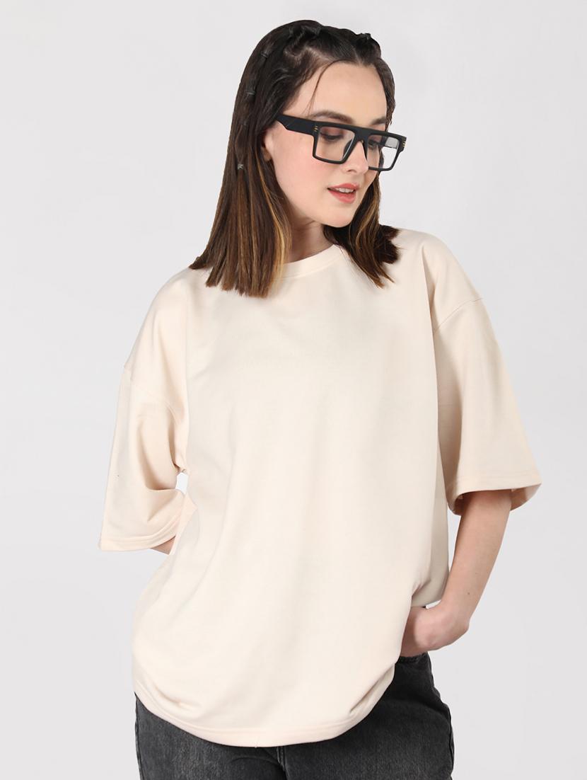women plain short sleeves oversized t-shirt - 21639096 - Standard Image - 2